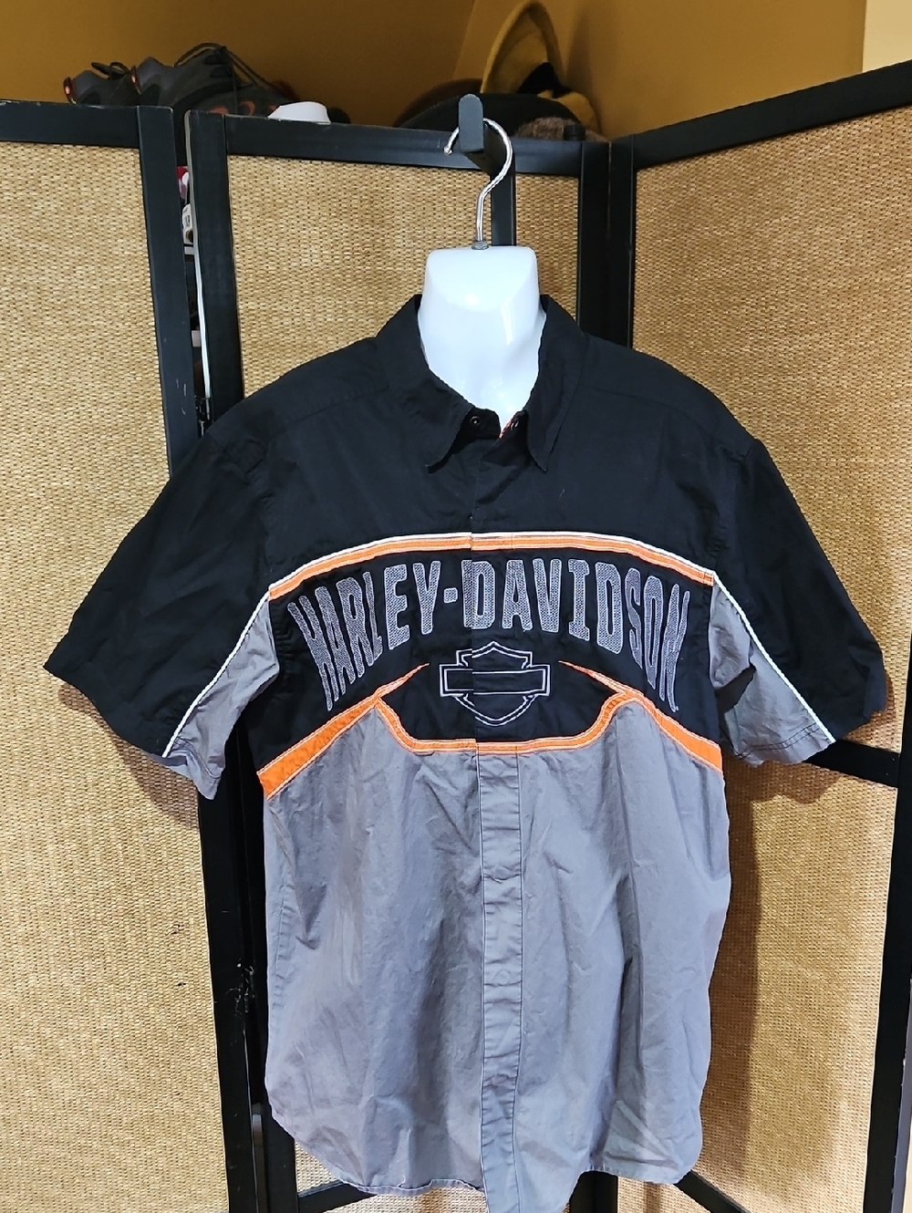 Harley-Davidson Black, Gray and Orange Short Sleeve Logo Shirt